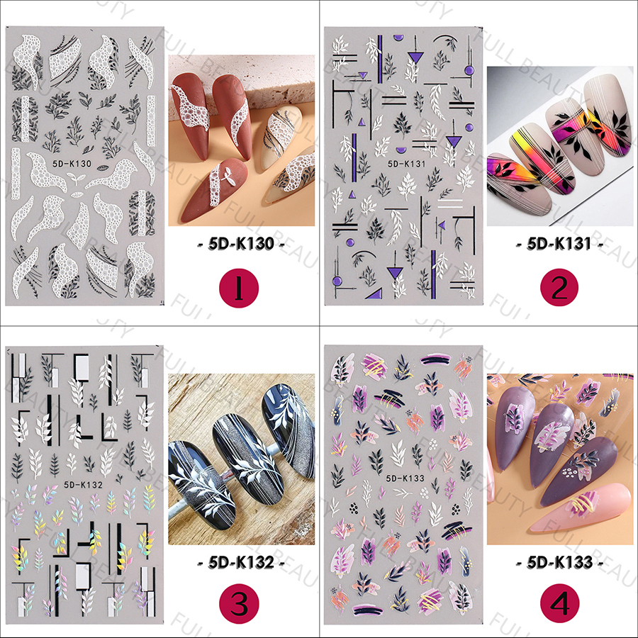 5d-k130—152 5d embossed nail sticker