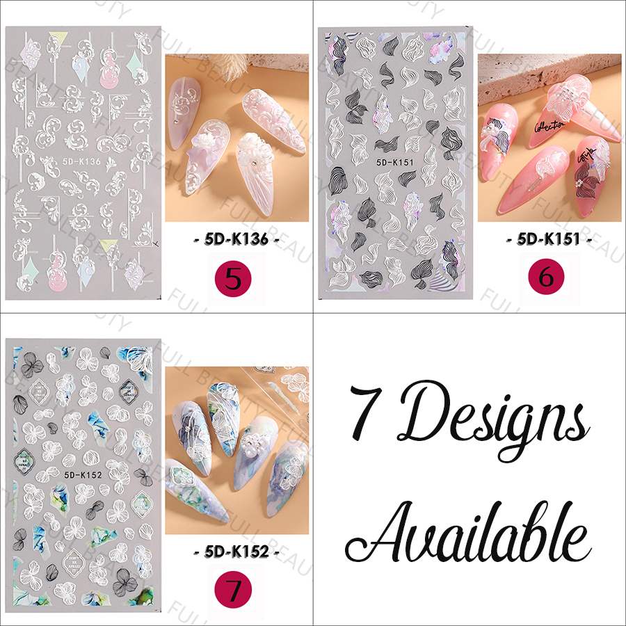 5d-k130—152 5d embossed nail sticker