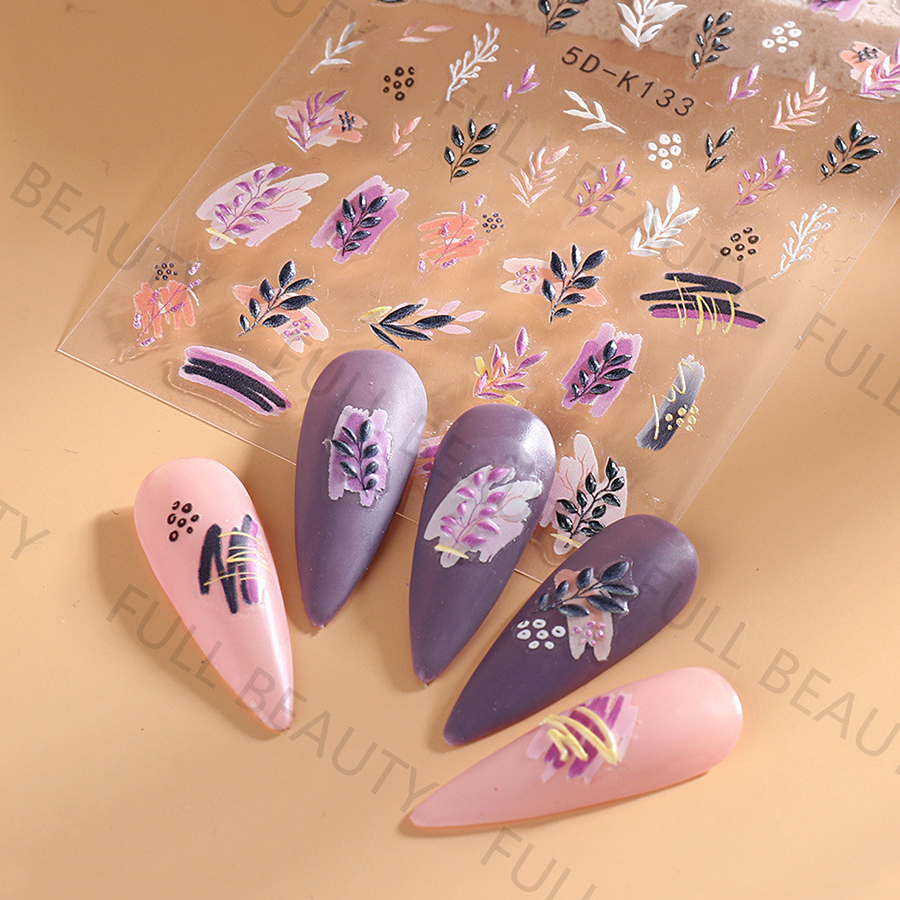 5d-k130—152 5d embossed nail sticker