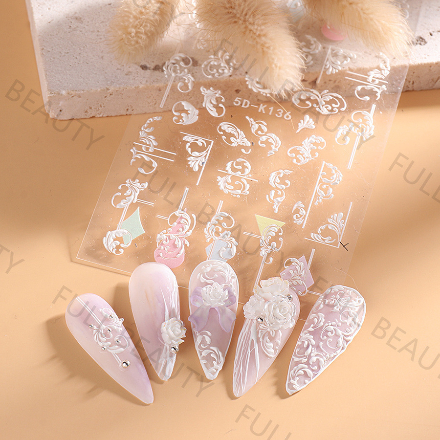 5d-k130—152 5d embossed nail sticker