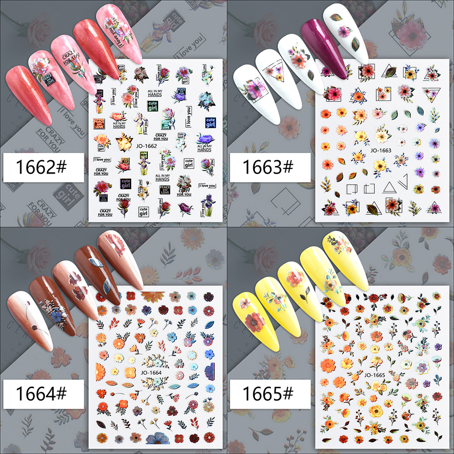 jo1662-1685 plant series laser nail sticker