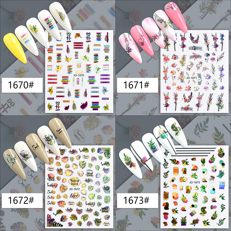 jo1662-1685 plant series laser nail sticker