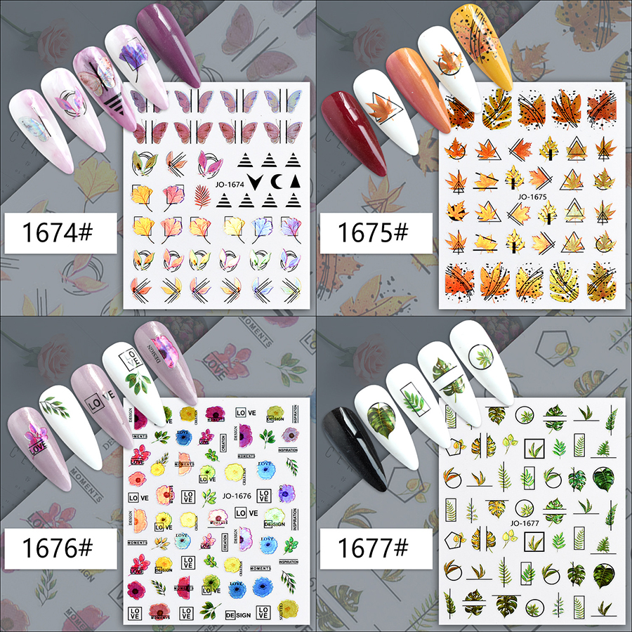 jo1662-1685 plant series laser nail sticker