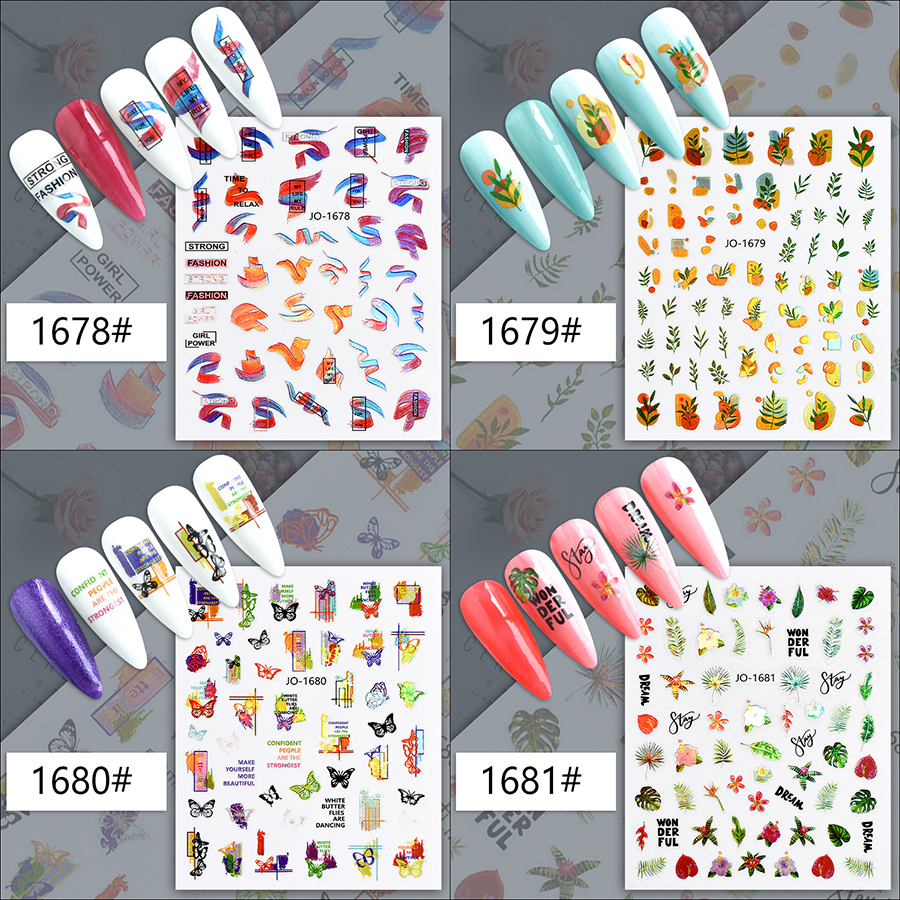 jo1662-1685 plant series laser nail sticker