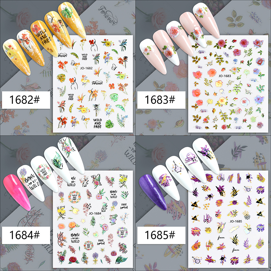 jo1662-1685 plant series laser nail sticker