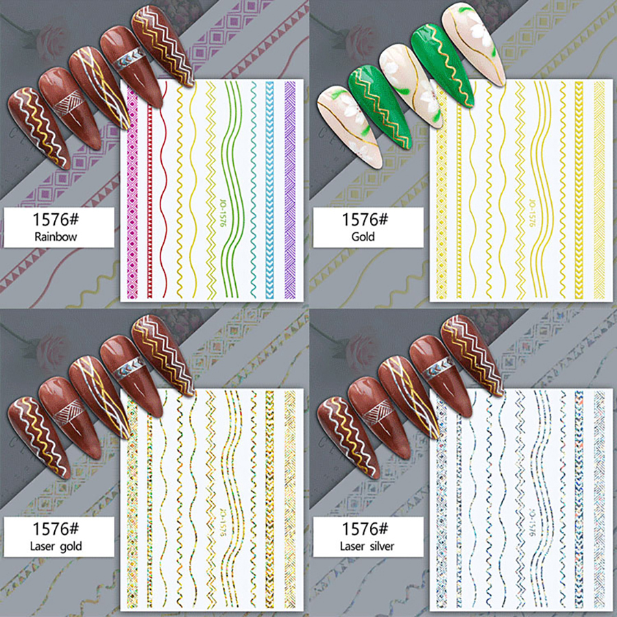 jo1574-1585 gilded laser nail sticker