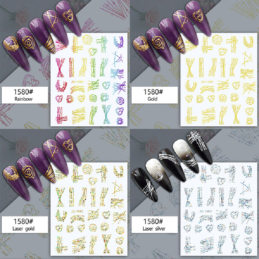 jo1574-1585 gilded laser nail sticker