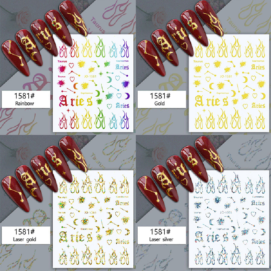 jo1574-1585 gilded laser nail sticker