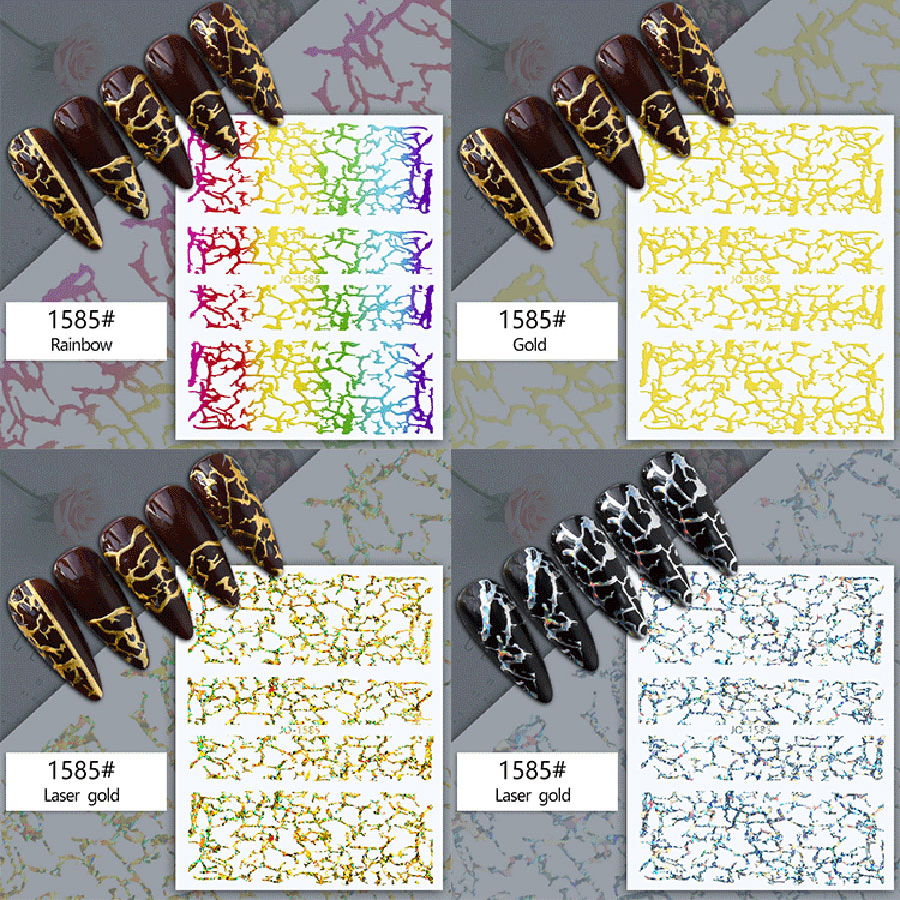 jo1574-1585 gilded laser nail sticker