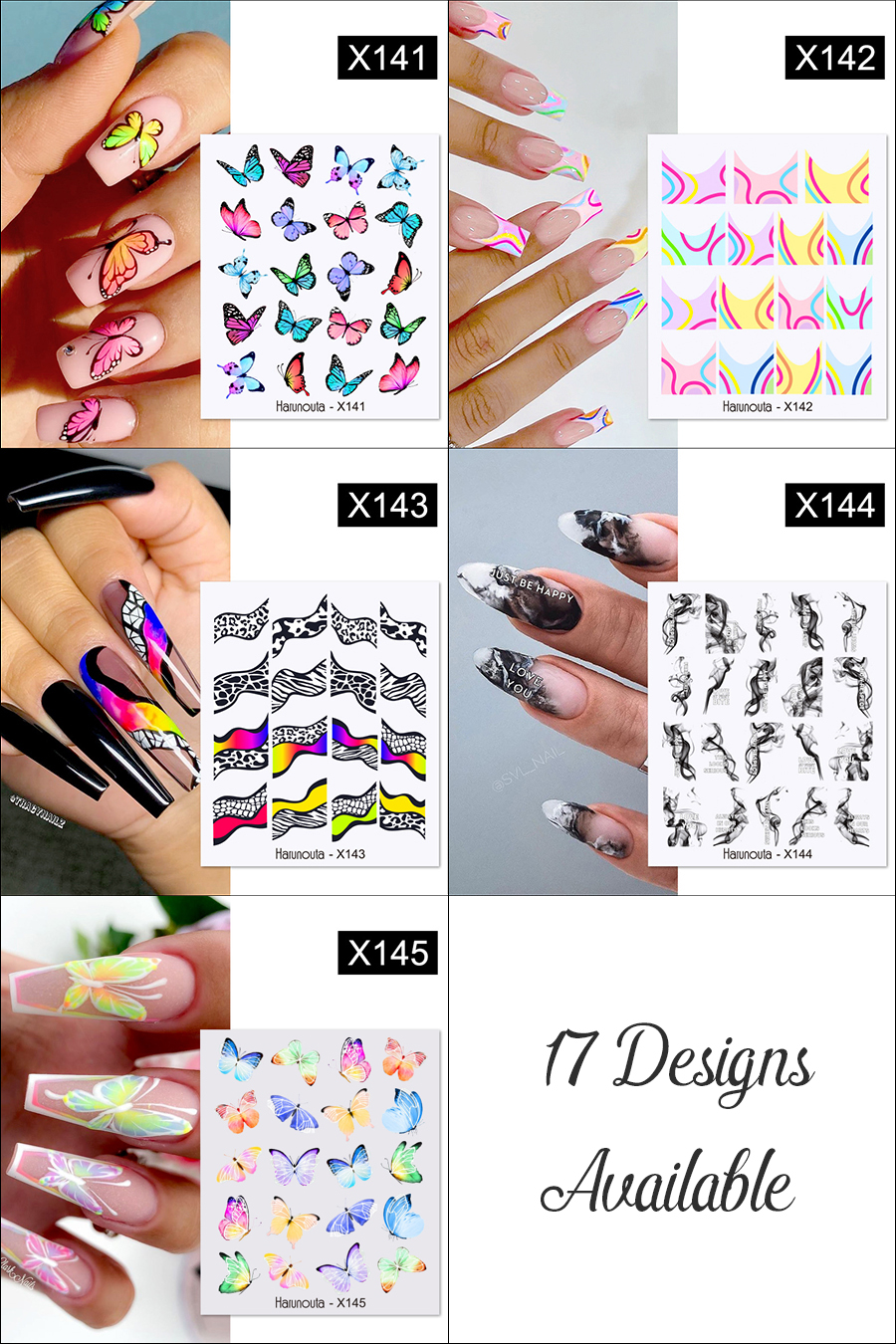 flower&butterfly nail tattoo