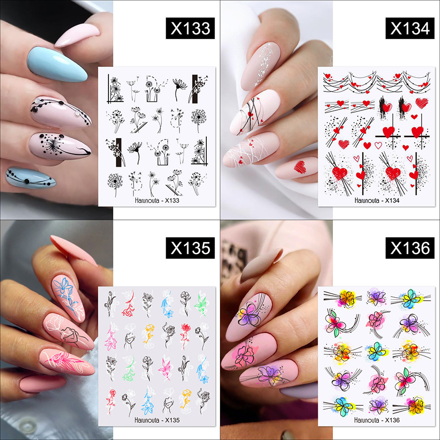 flower&butterfly nail tattoo