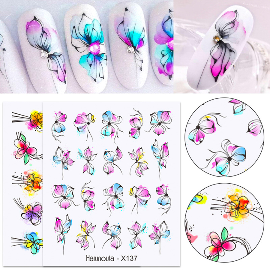 flower&butterfly nail tattoo