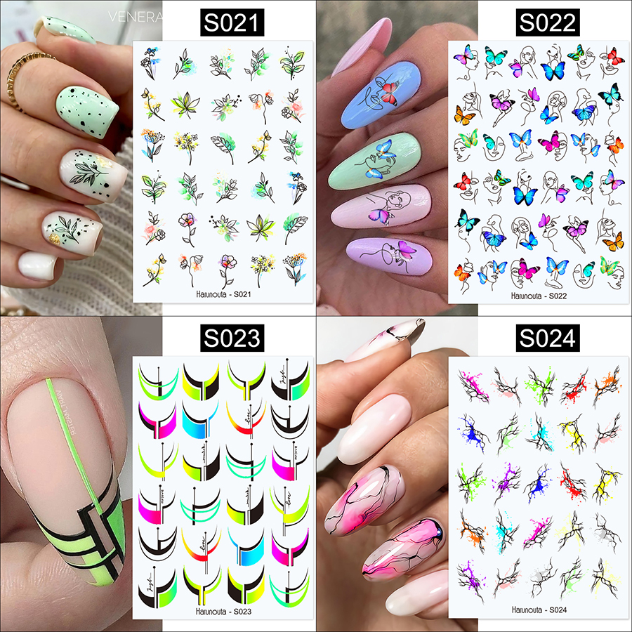 plant&color&block&fashion&letter nail tattoo