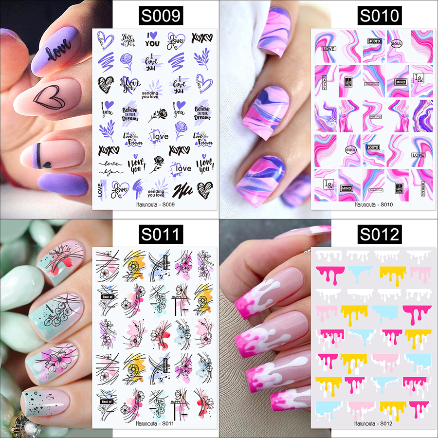 plant&color&block&fashion&letter nail tattoo