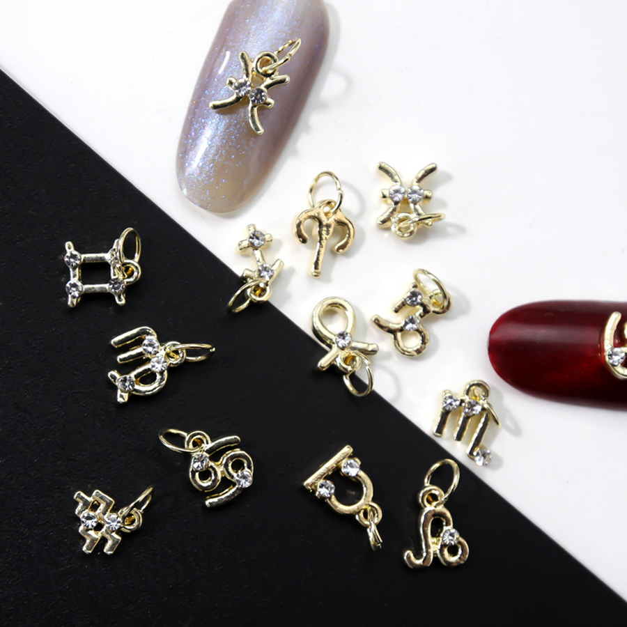 d255 twelve constellations alloy nail jewelry