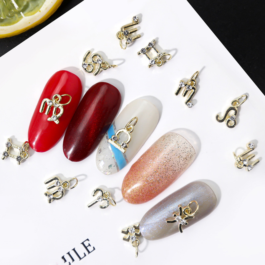 d255 twelve constellations alloy nail jewelry