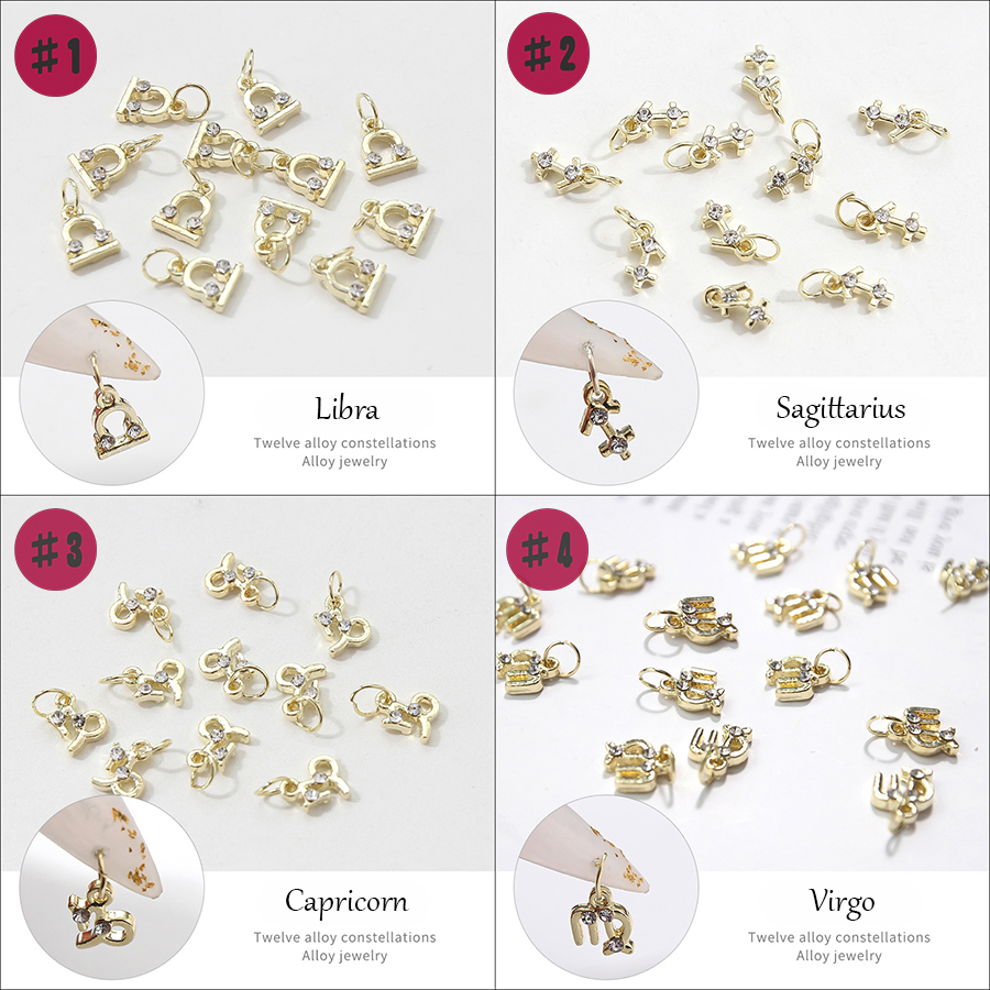 d255 twelve constellations alloy nail jewelry