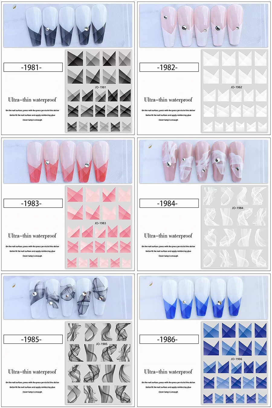 ji1981-1986 simple checkered nail sticker