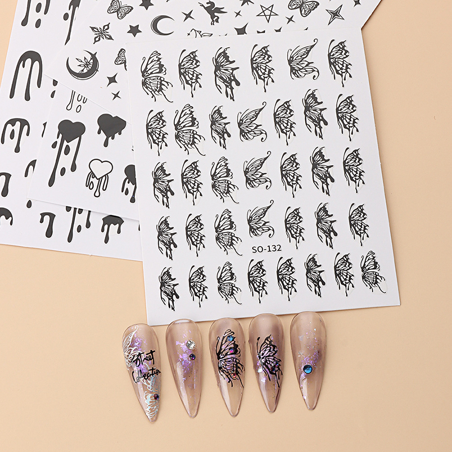 so130-135 simple four-color nail stickers