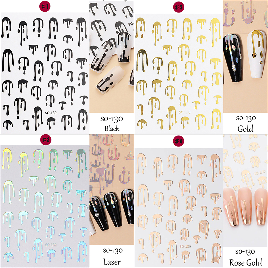 so130-135 simple four-color nail stickers