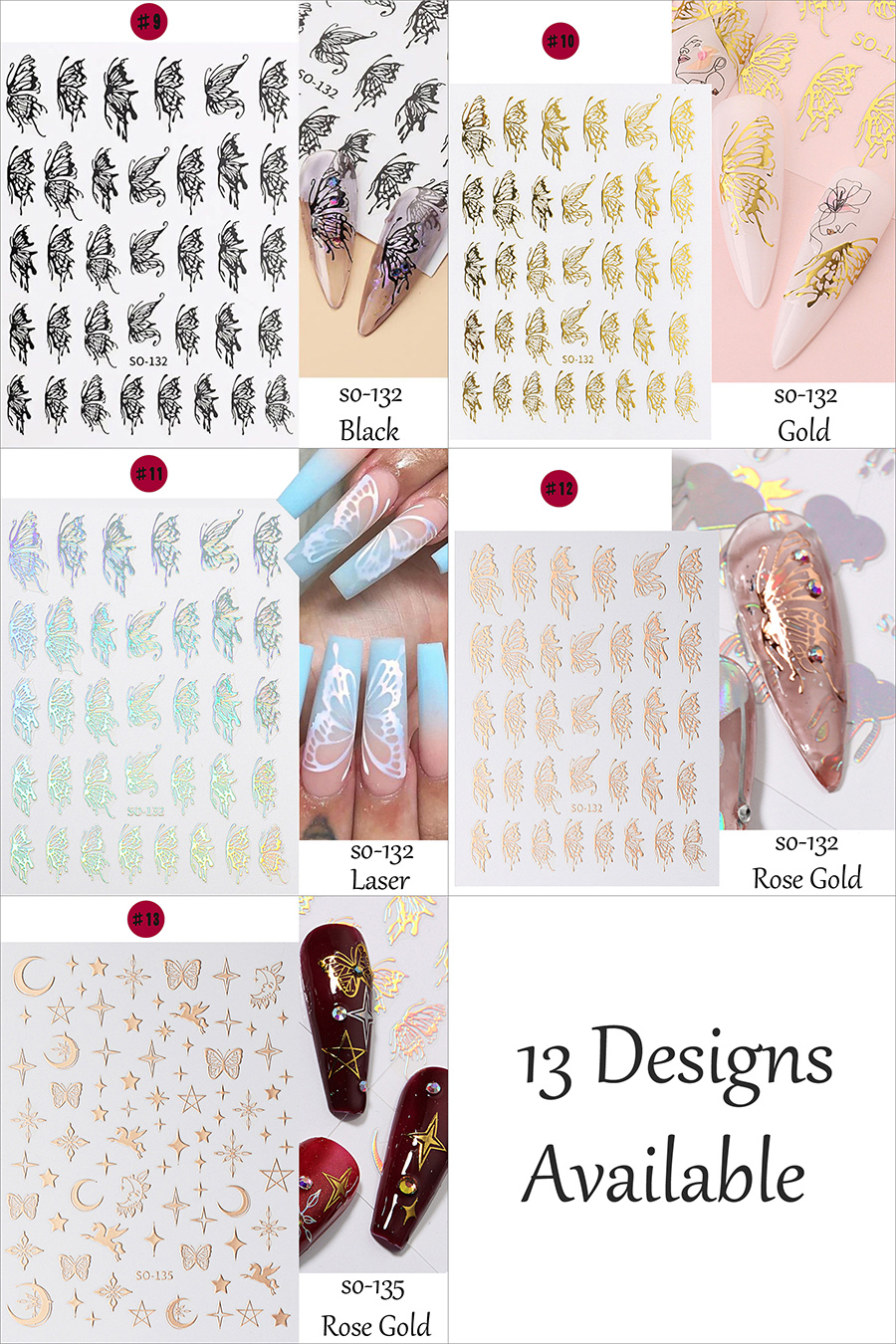 so130-135 simple four-color nail stickers