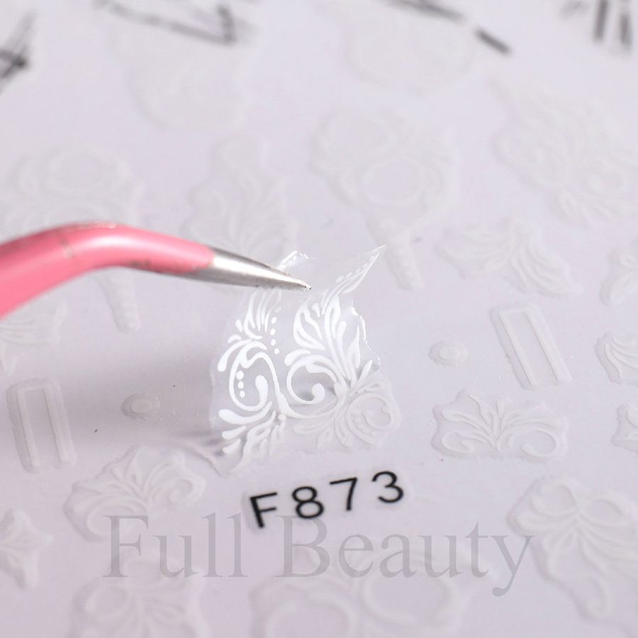 f864-873 black&white line floral nail sticker