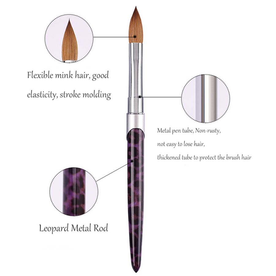 6* leopard metallic color kolinsky acrylic brush