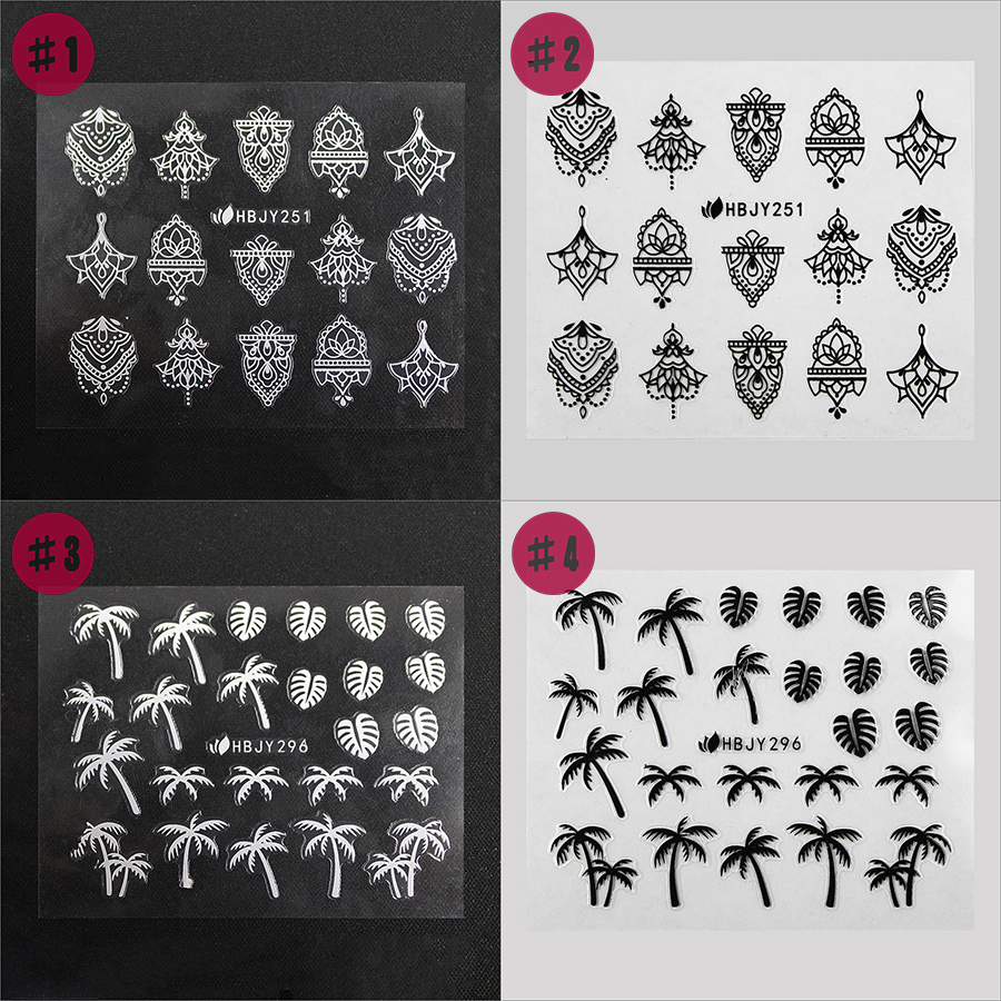 hbjy251-364 ultra-thin black&white nail sticker