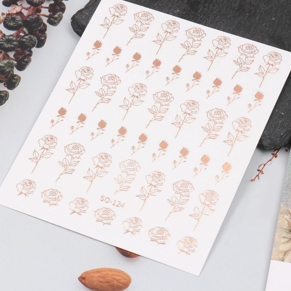 so-124-129 rose gold hot stamping nail sticker