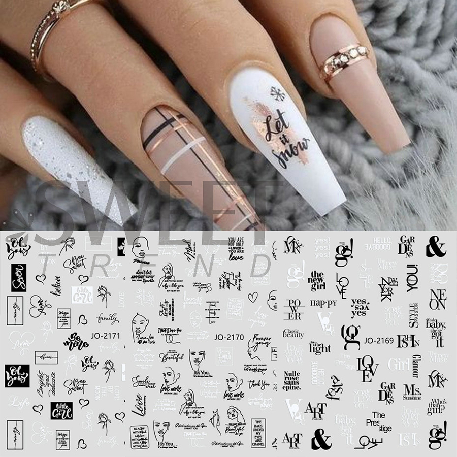 jo-2168-2173 letters & graffiti & geometric line nail sticker