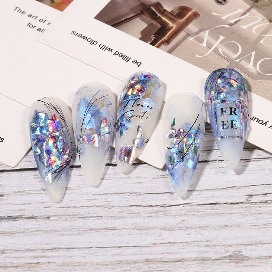 l057-72 colorful flower&butterfly laser nail sticker