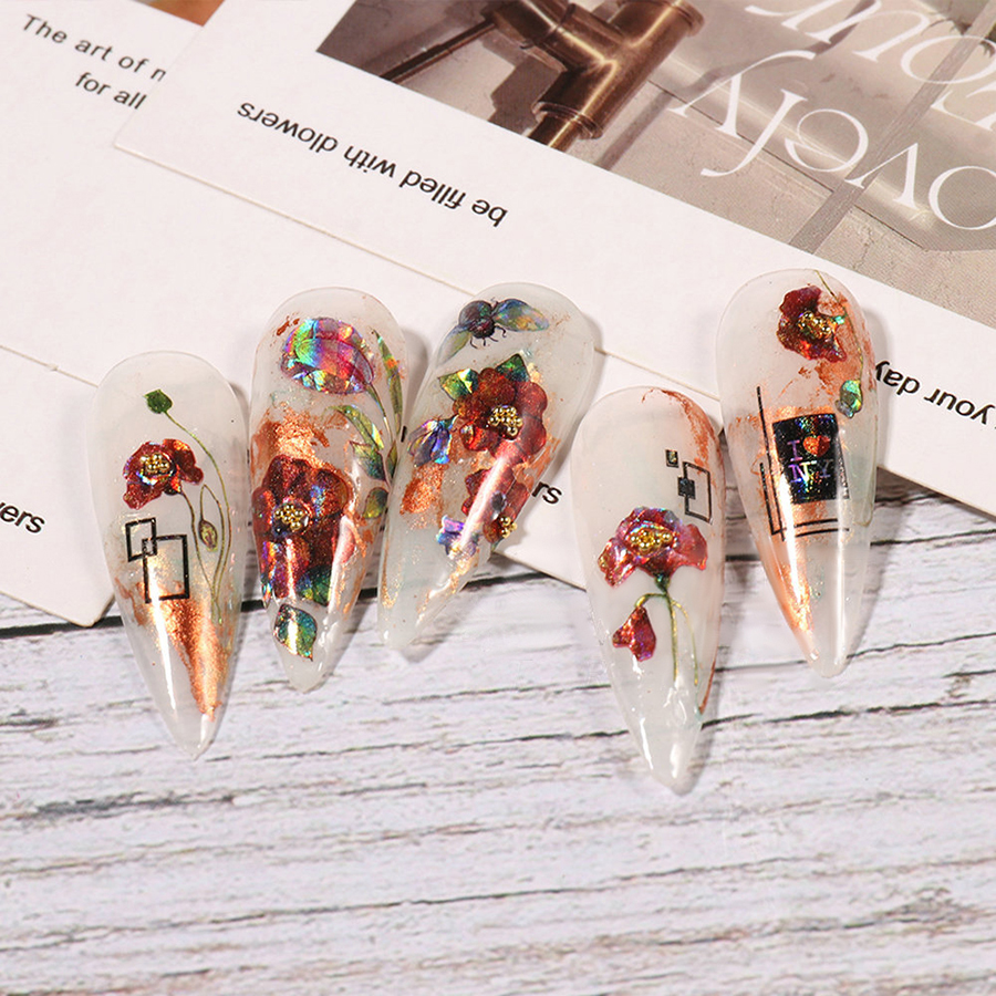 l057-72 colorful flower&butterfly laser nail sticker