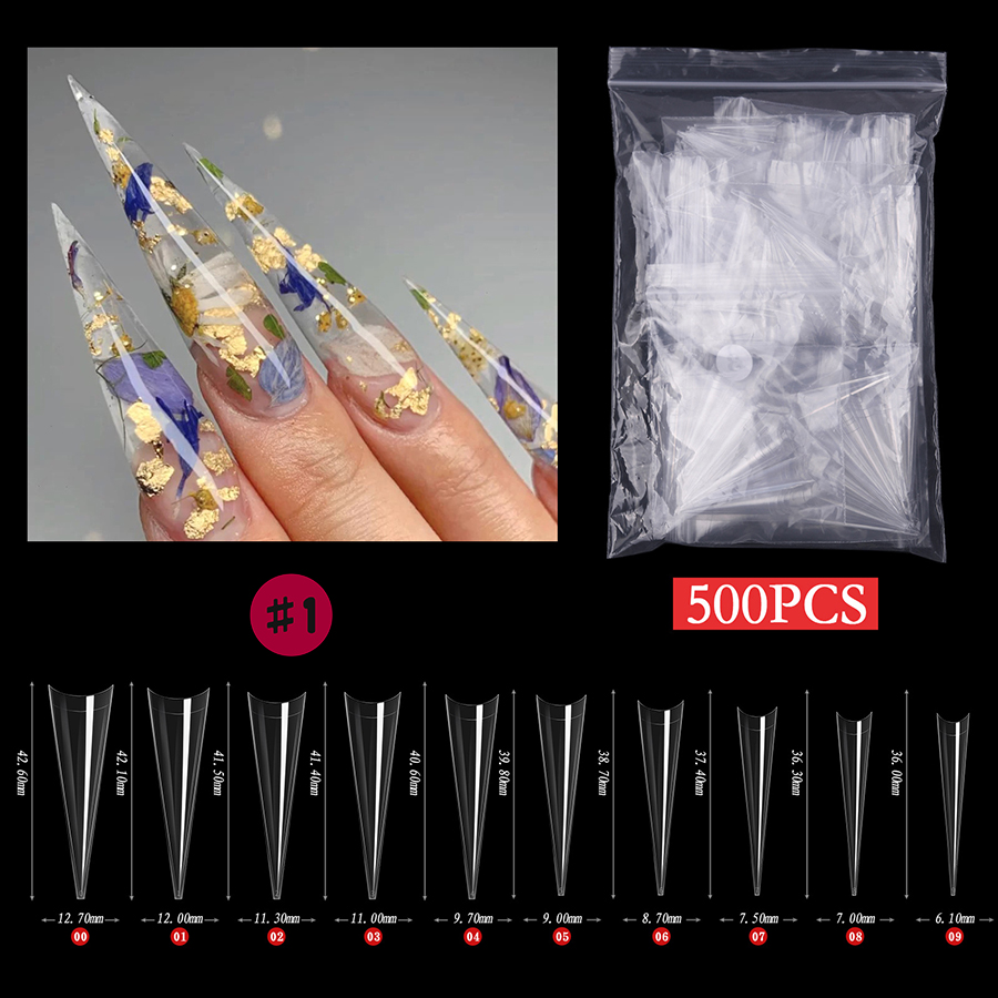 rntip-140 xxxl long pointed nail tips