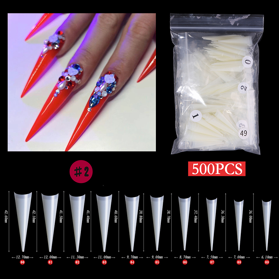 rntip-140 xxxl long pointed nail tips