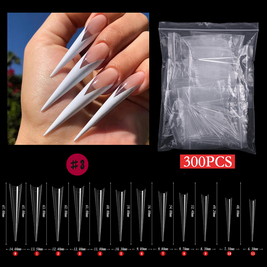 rntip-140 xxxl long pointed nail tips