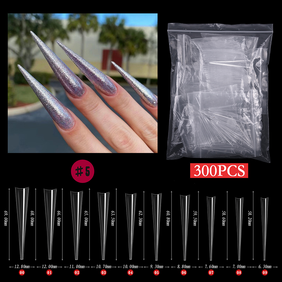 rntip-140 xxxl long pointed nail tips