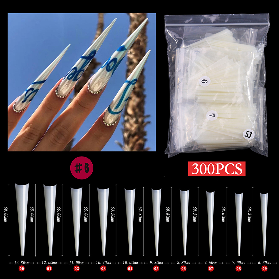 rntip-140 xxxl long pointed nail tips