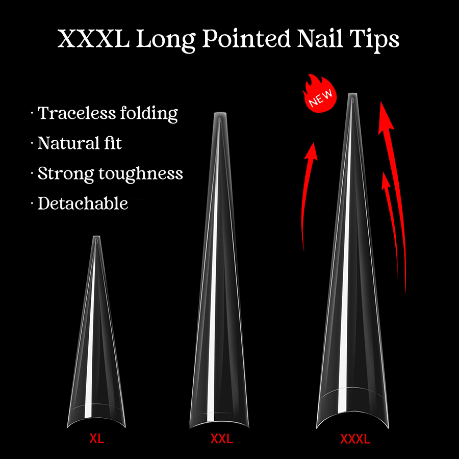 rntip-140 xxxl long pointed nail tips