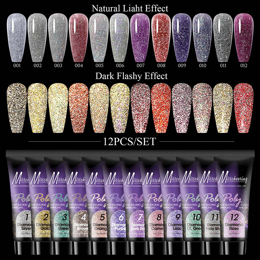 rnug-115 12-color quick-dry extension nail gel set