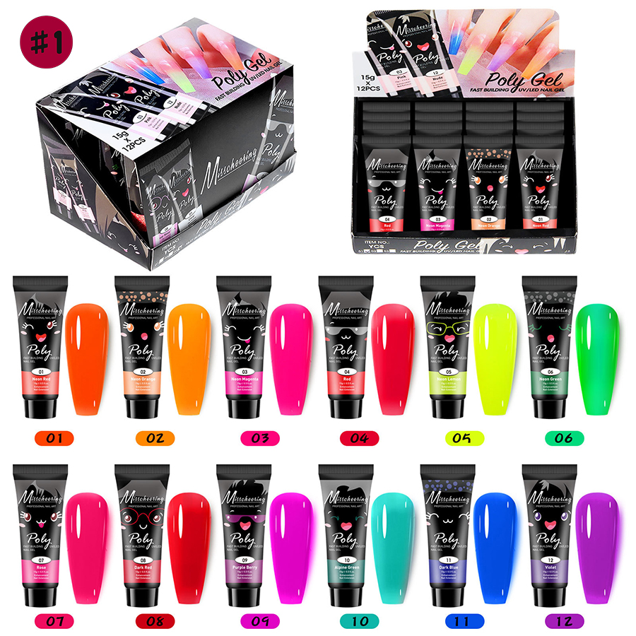 rnug-115 12-color quick-dry extension nail gel set