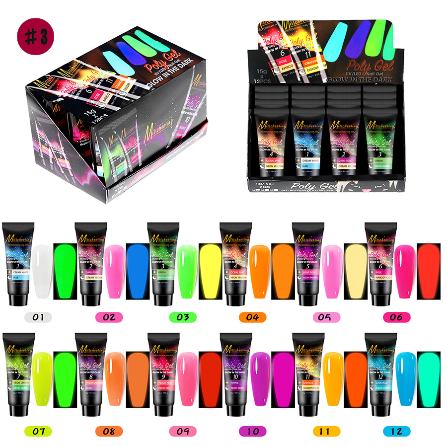 rnug-115 12-color quick-dry extension nail gel set