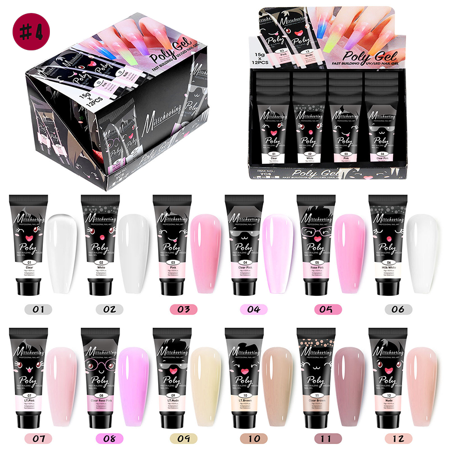 rnug-115 12-color quick-dry extension nail gel set