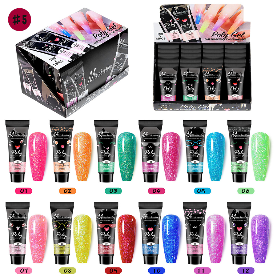 rnug-115 12-color quick-dry extension nail gel set