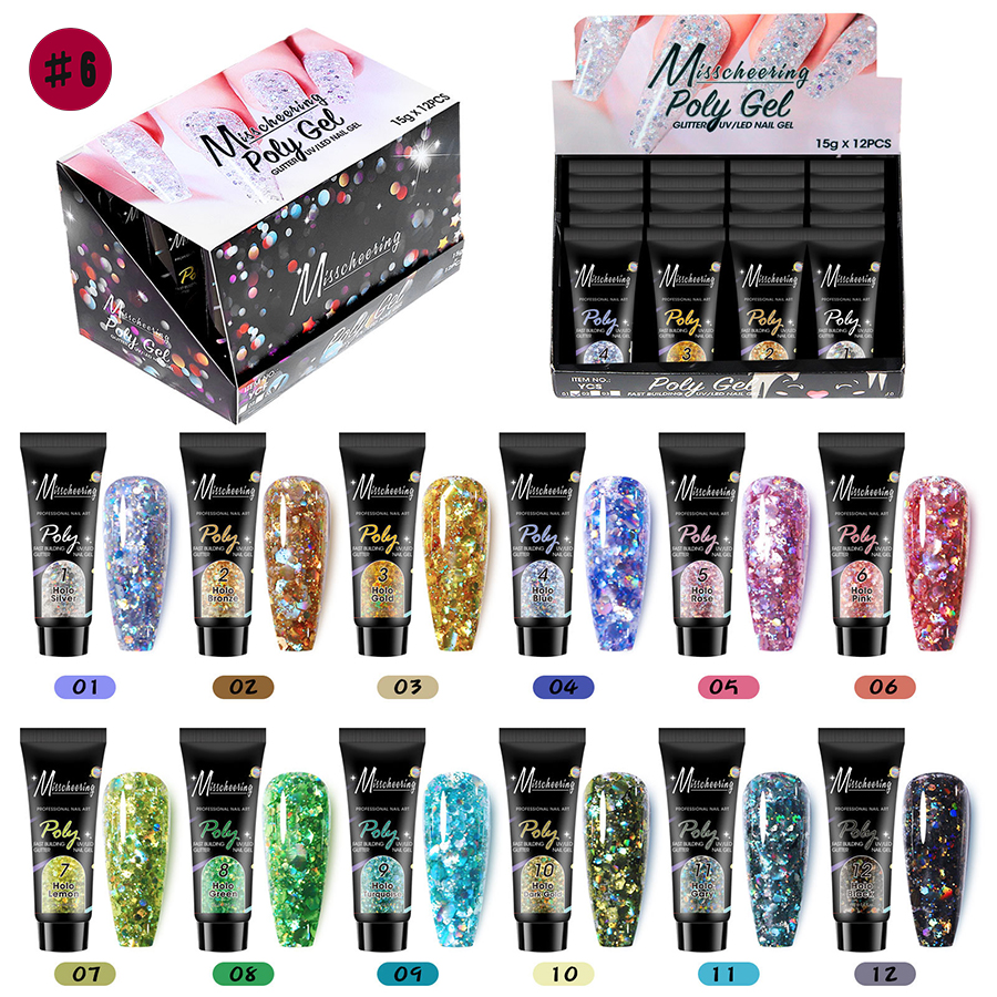 rnug-115 12-color quick-dry extension nail gel set