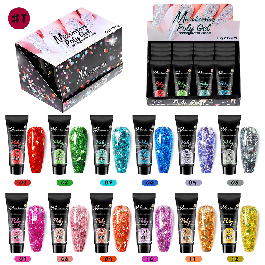 rnug-115 12-color quick-dry extension nail gel set