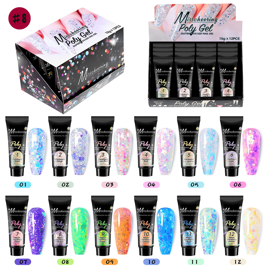 rnug-115 12-color quick-dry extension nail gel set