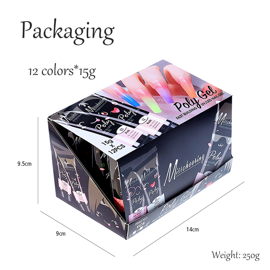 rnug-115 12-color quick-dry extension nail gel set