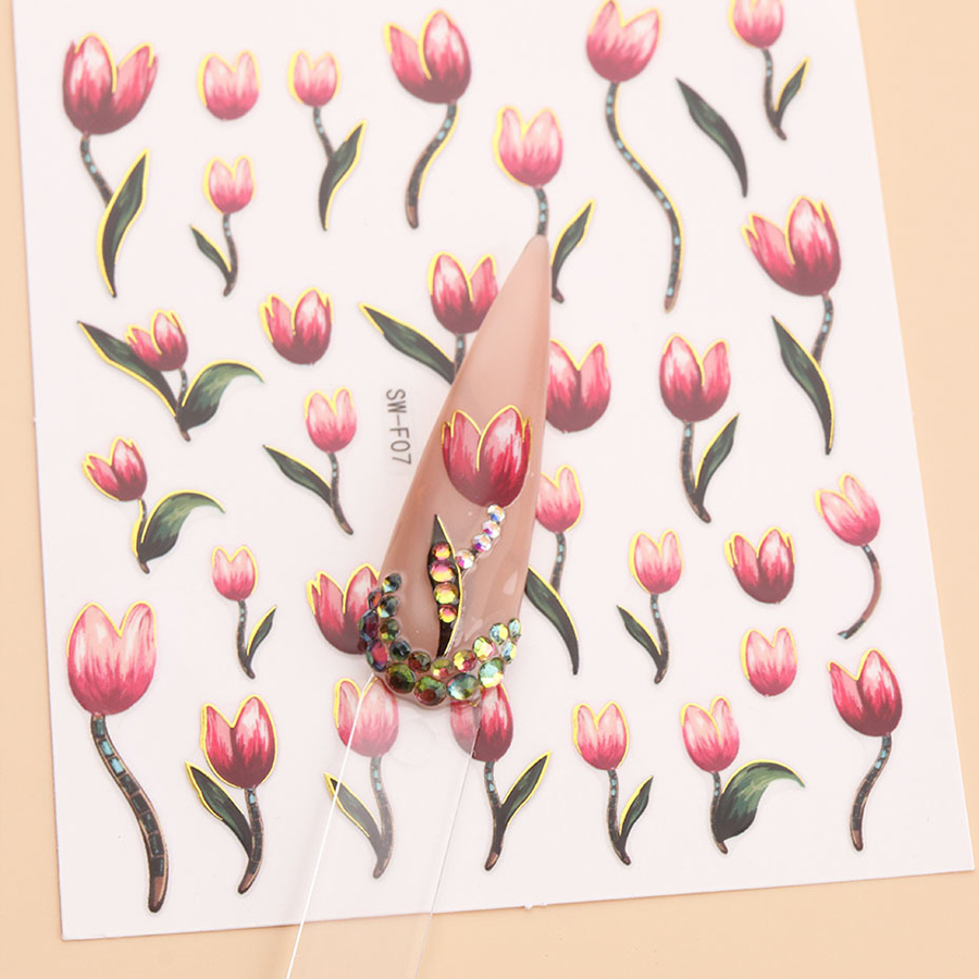 sw-f07-12 spring tulip nail stickers