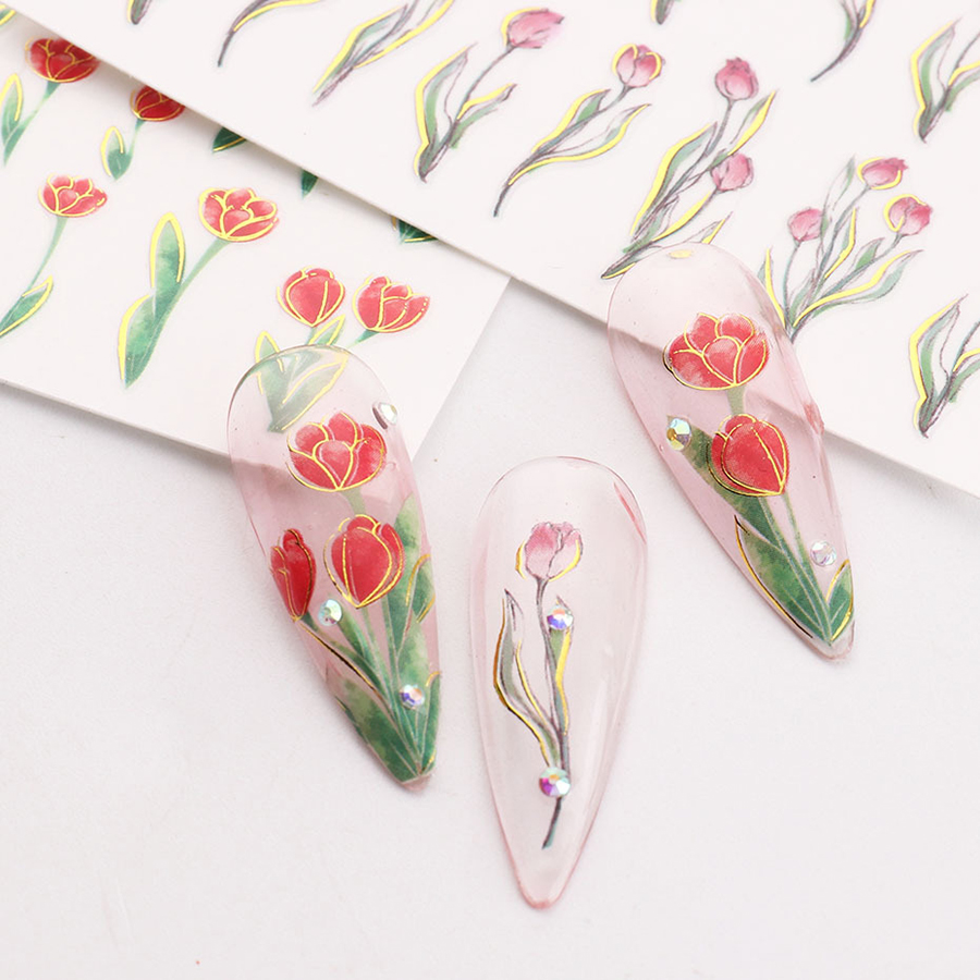 sw-f07-12 spring tulip nail stickers