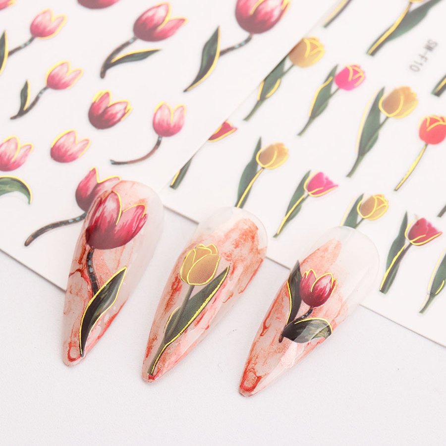 sw-f07-12 spring tulip nail stickers